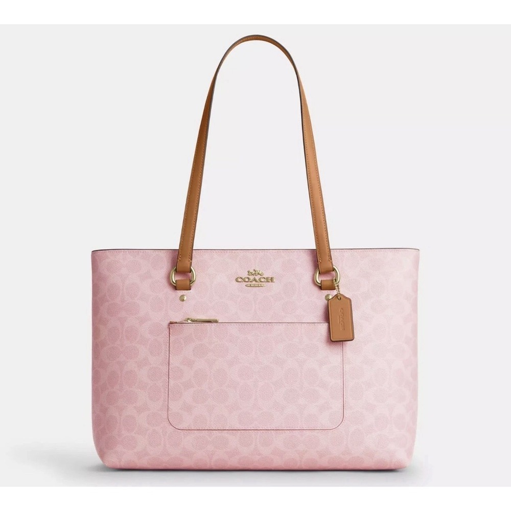COACH CEA21 Station Tote Bag  Signature Canvas Leather Powder Pink SEALED NEW